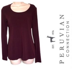 Peruvian Connection Pima
Cotton long sleeve tee maroon size small